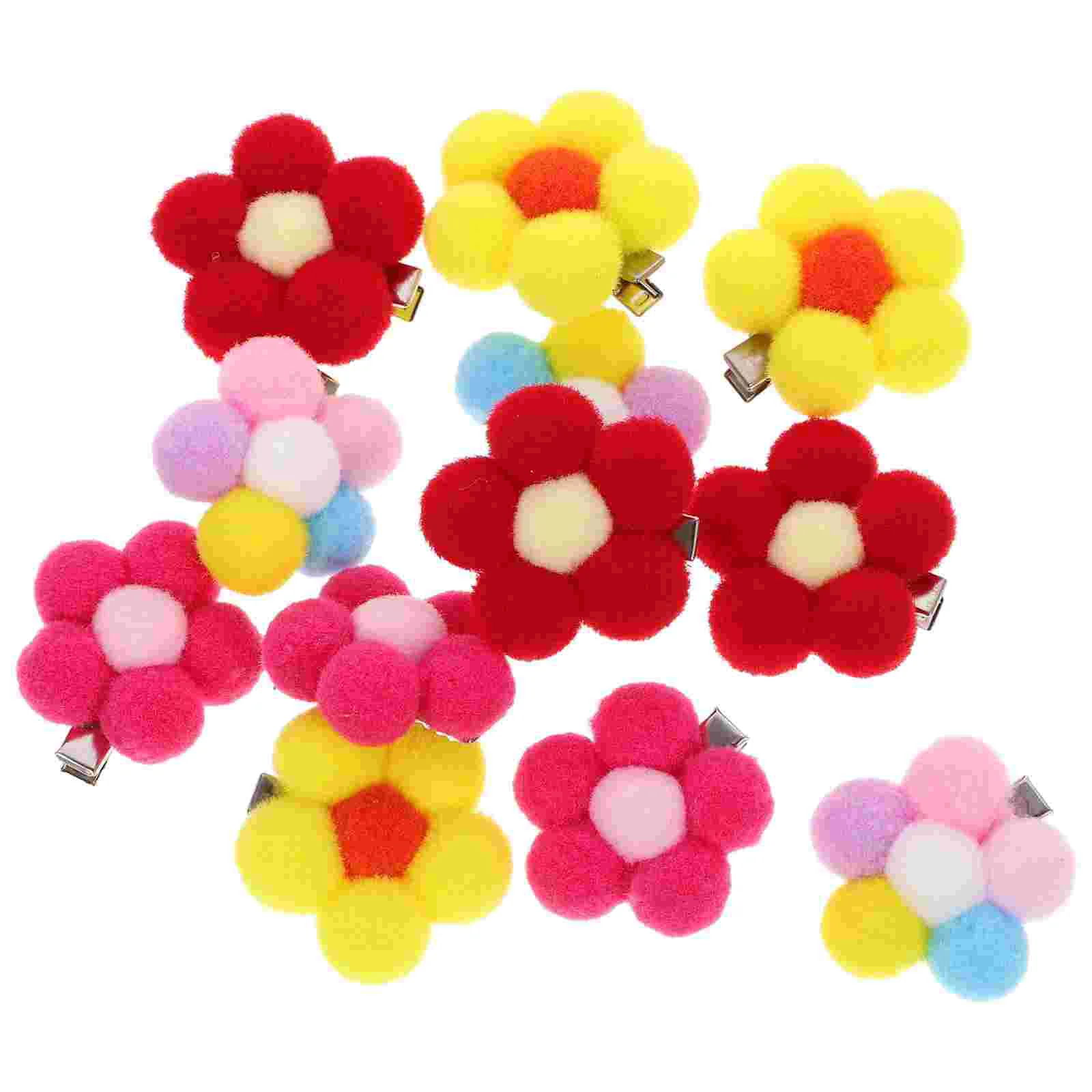 

12pcs Pom Pom Hair Clips Cute Hair Pom Poms Ponytail Clips Girls Hair Accessories