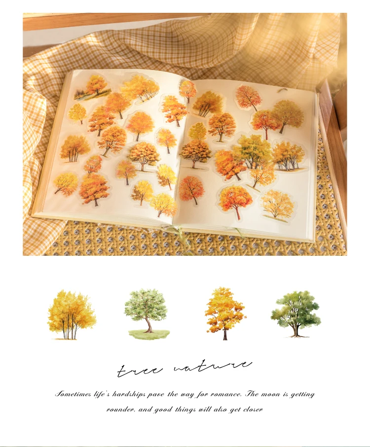 40 Stück Wald Natur Serie Blatt dekorative PVC Aufkleber Scrapbooking Label Tagebuch Briefpapier Album Telefon Tasse Journal Planer – Detail 12