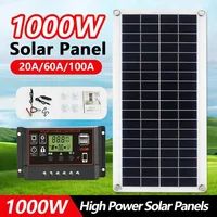 20W-1000W panneau solaire 12V cellule solaire 100A contrôleur panneau solaire pour téléphone RV voiture MP3 PAD chargeur batterie extérieure approvisionnement Camping 1