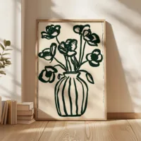 บทคัดย่อผู้หญิงอ่านหนังสือและเครื่องดื่มกาแฟผ้าใบพิมพ์สีเขียวลายผู้หญิง Wall Art โปสเตอร์สําหรับห้องนั่งเล่นตกแต่งบ้าน 5