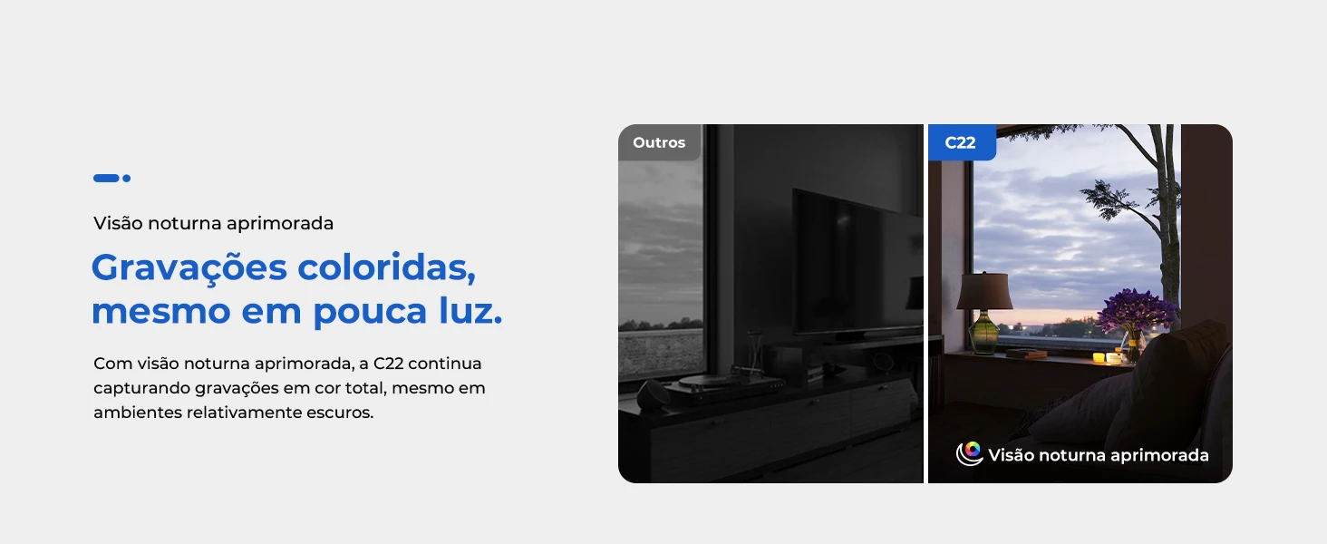 Sigurnosna kamera IMILAB C22 prikazuje noćni vid u boji u tamnoj sobi