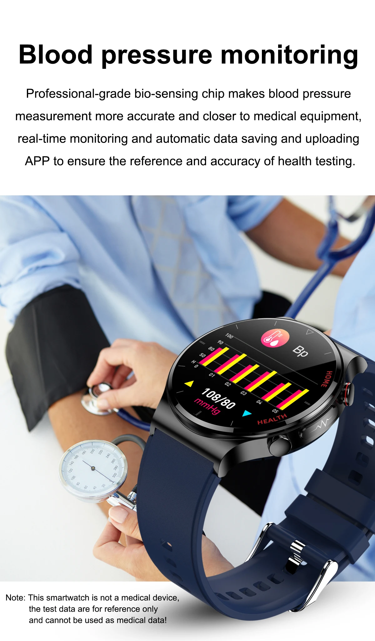 VWAR Men Smart Watch Laser Treatment Health Fitness Tracker ECG Heart Rate Blood Pressure Waterproof Smartwatch for IOS Andro
