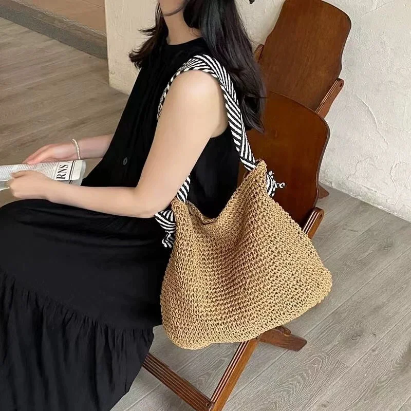 Ladies Fashion Summer Straw Crossbody Bag Women Beach Holiday Shopping Woven Shoulder Handbag Messenger Purses For Women Bags