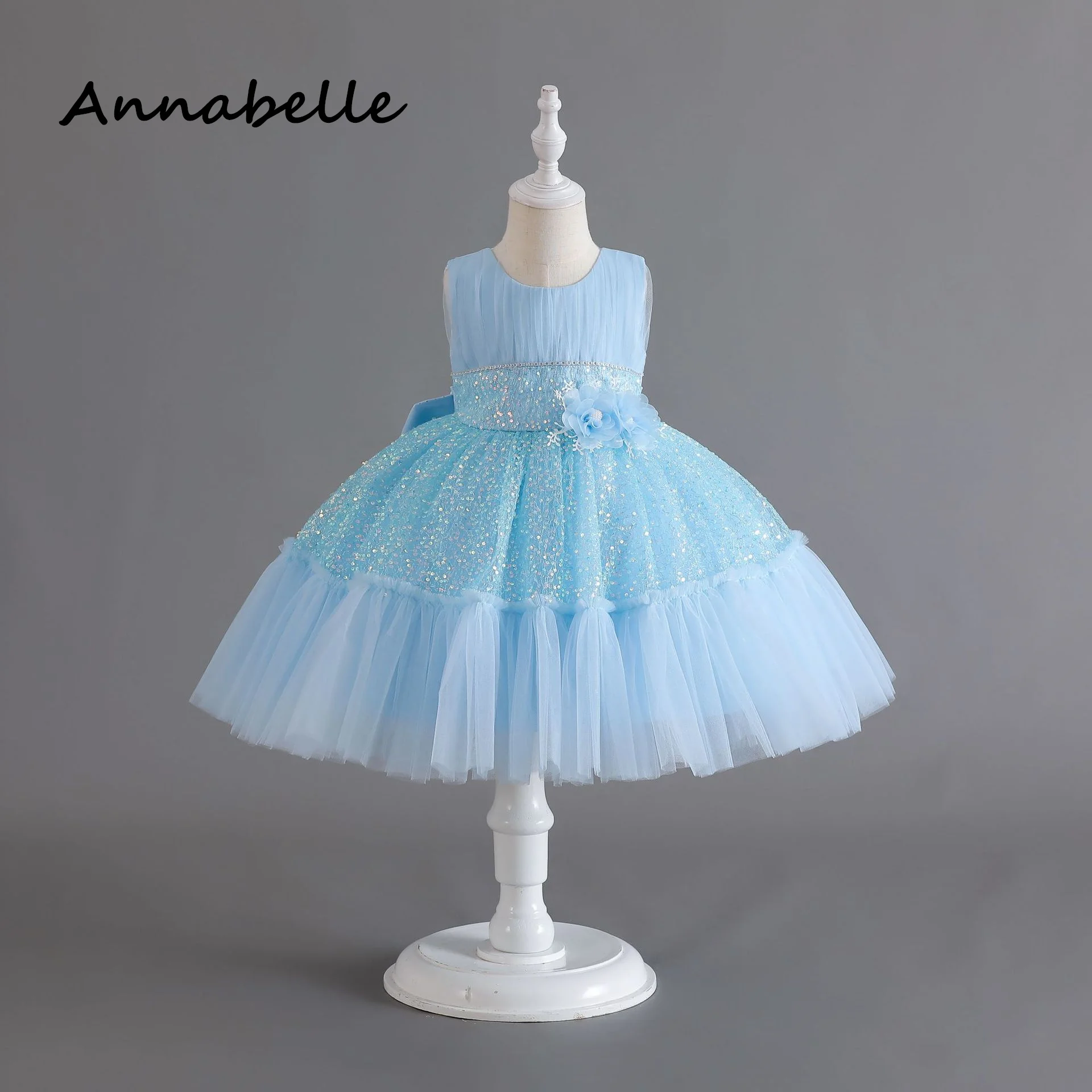 

Annabelle Flower Girl Princess O Neck Dress Baby Girl Ceremony Birthday Sleeveless For Wedding Party Bridesmaid Baby Dresses