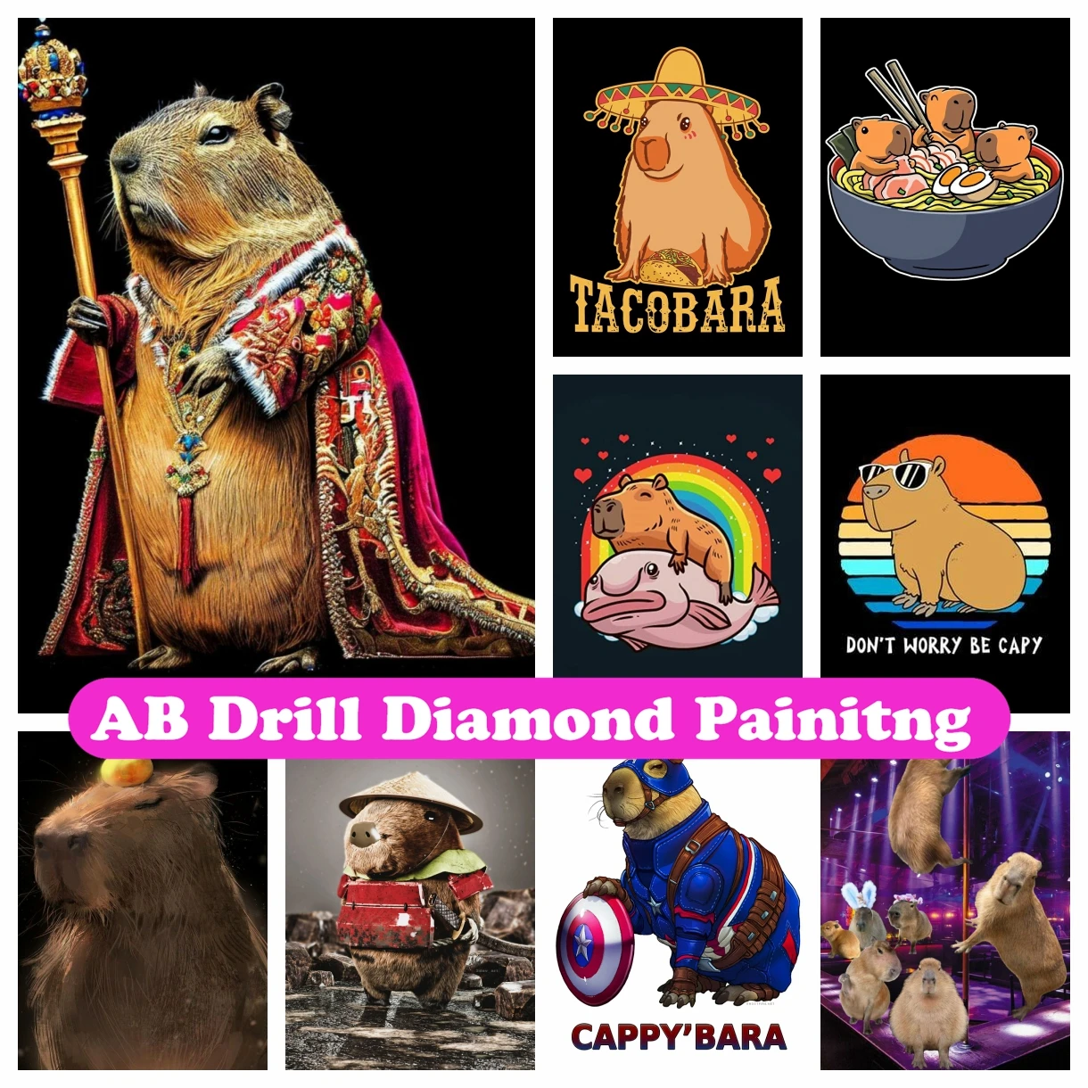 

Cute Capybara 5D DIY AB Diamond Painting Embroidery Animal Cross Stitch Mosaic Handicraft Pictures Craft Home Decor Gift