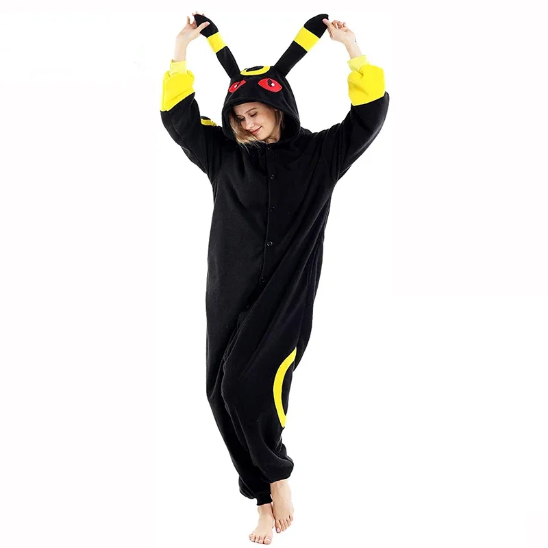 Umbreon Cosplay Kostüm Pyjama Erwachsene Onesie Damen Einteiler Kigurumi Weihnachten Ganzkörper-Pijama Herren Anime Schlafanzug Geschenk Party