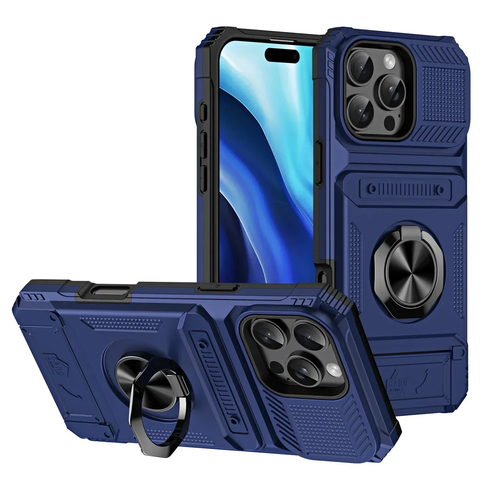 Premium Shockproof Wallet Case with Card Holder & Magnetic Rotating Kickstand