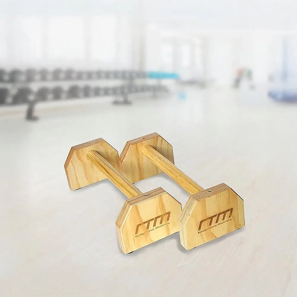 High-Quality Wooden Parallettes for Push Ups & Dips to Build Upper & Lower Body Strength and Toning