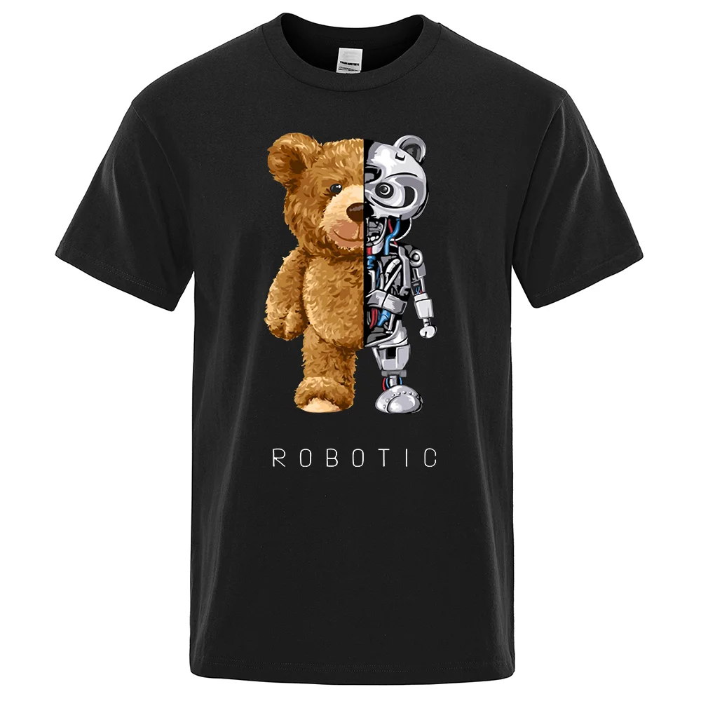 Playful Teddy Bear Graphic Oversized Streetwear T-Shirt - Men's Fashion Casual Summer Cotton Tee