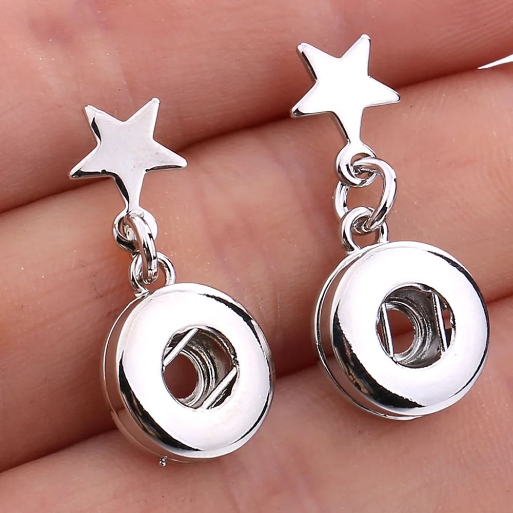 12pairs Metal Star 12mm Snap Button Earrings Eardrop Mini DIY Snaps Buttons Earring Women Jewelry