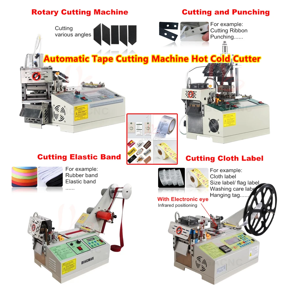 

Automatic Tape Cutting Machine LCD Screen Hot Cold Knife Cutter For Logo/Label Rubber/Elastic Band Tube Zipper Heat Shrink Cloth