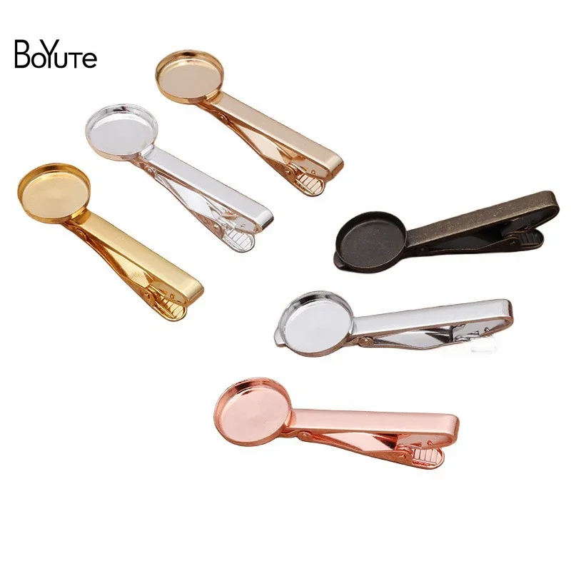 

BoYuTe Custom Made (50 Pieces/Lot) Metal Brass Tie Clip with 16MM Cabochon Blank Tray Base Diy Materials for Jewelry Making