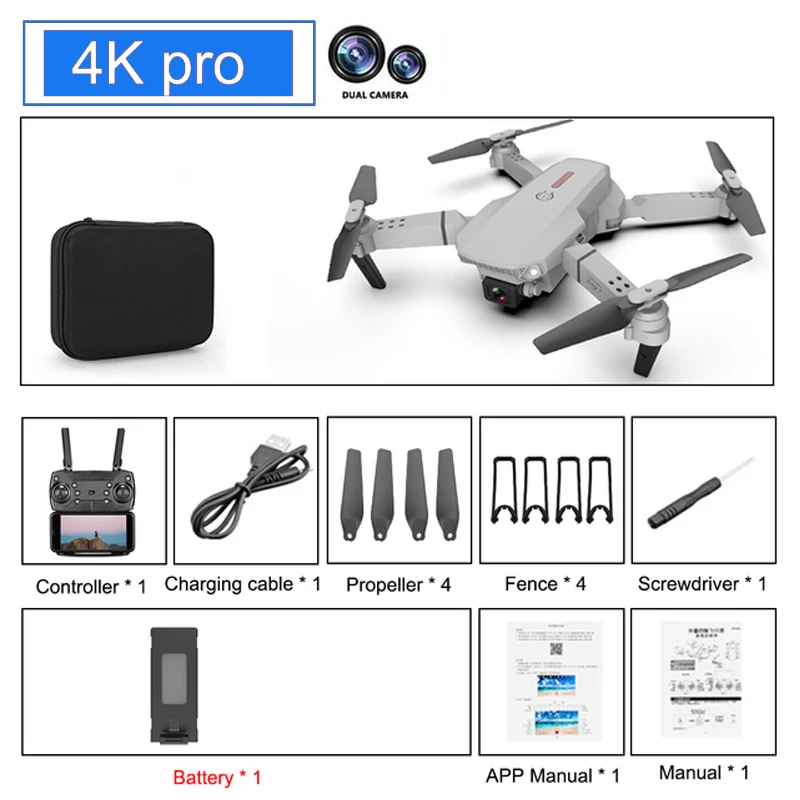 Foldable Rc Drone 4k Pro HD Dual WiFi Camera Wide-Angle Remote Control Plane Quadcopter One Key Return Mini Drones Boy Toy Gift explorers 4ch remote control quadcopter 2.4 g RC Quadcopter