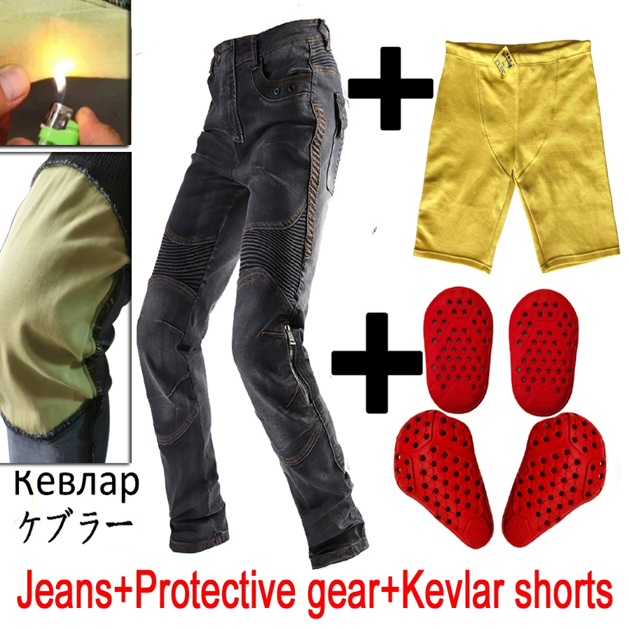 

Men Motorcycle jeans Aramid Motorcycle Kevlar pants Protective Gear Riding Touring Black Motorbike Trousers Kevlar shorts