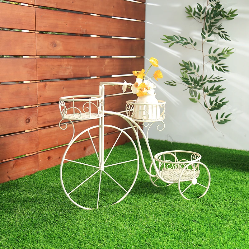 Modern Flower Pot Cart Holder Tricycle Plant Stand Ideal for Home Garden Decor Plant Holder
