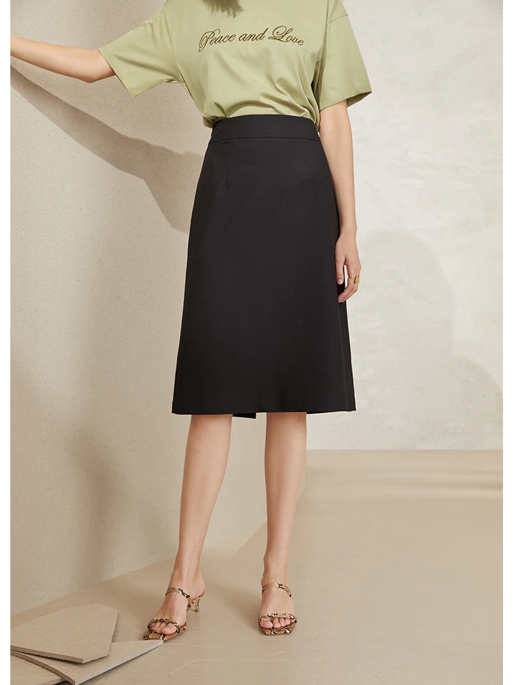 Gonna Lunghezza Al Ginocchio Donna - Vita Alta In Viscosa Ed Elastan, Chiusura Pull-On - Foto 7