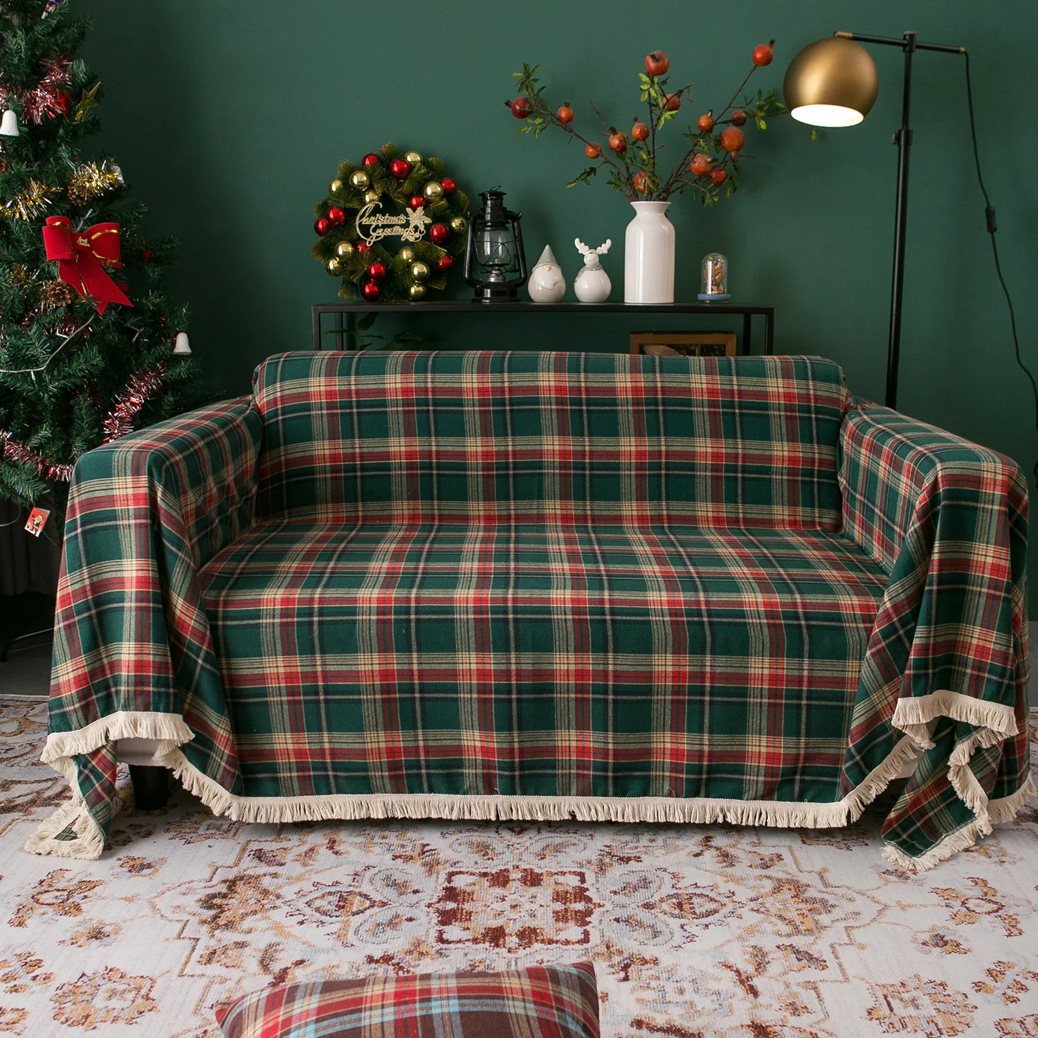 Christmas Lattice Sofa Blanket Decoration Cloth