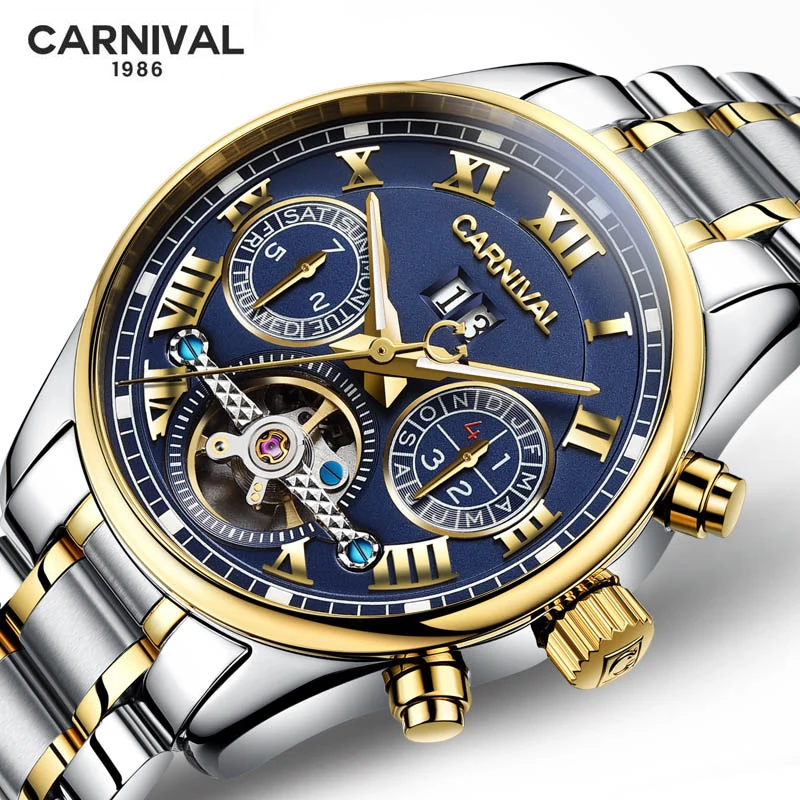 CARNIVAL Men Mechanical Watch Top Brand Luxury Tourbillon