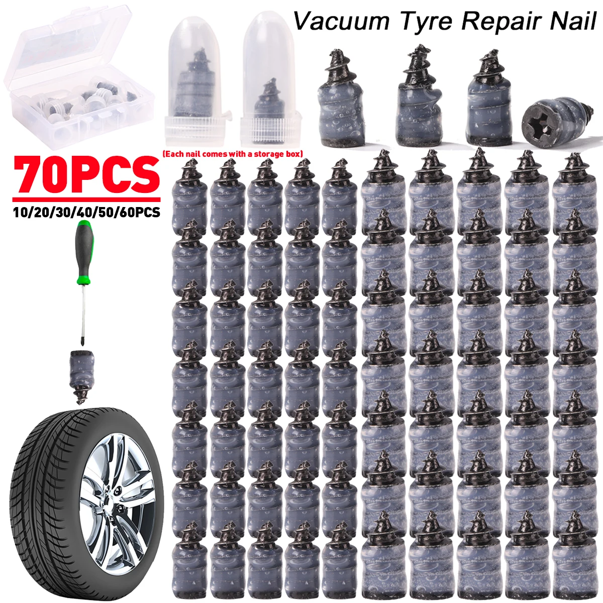 Flat Tire Repair Kit Tire Repair Kit 68pcs Heavy Duty Tire Plug