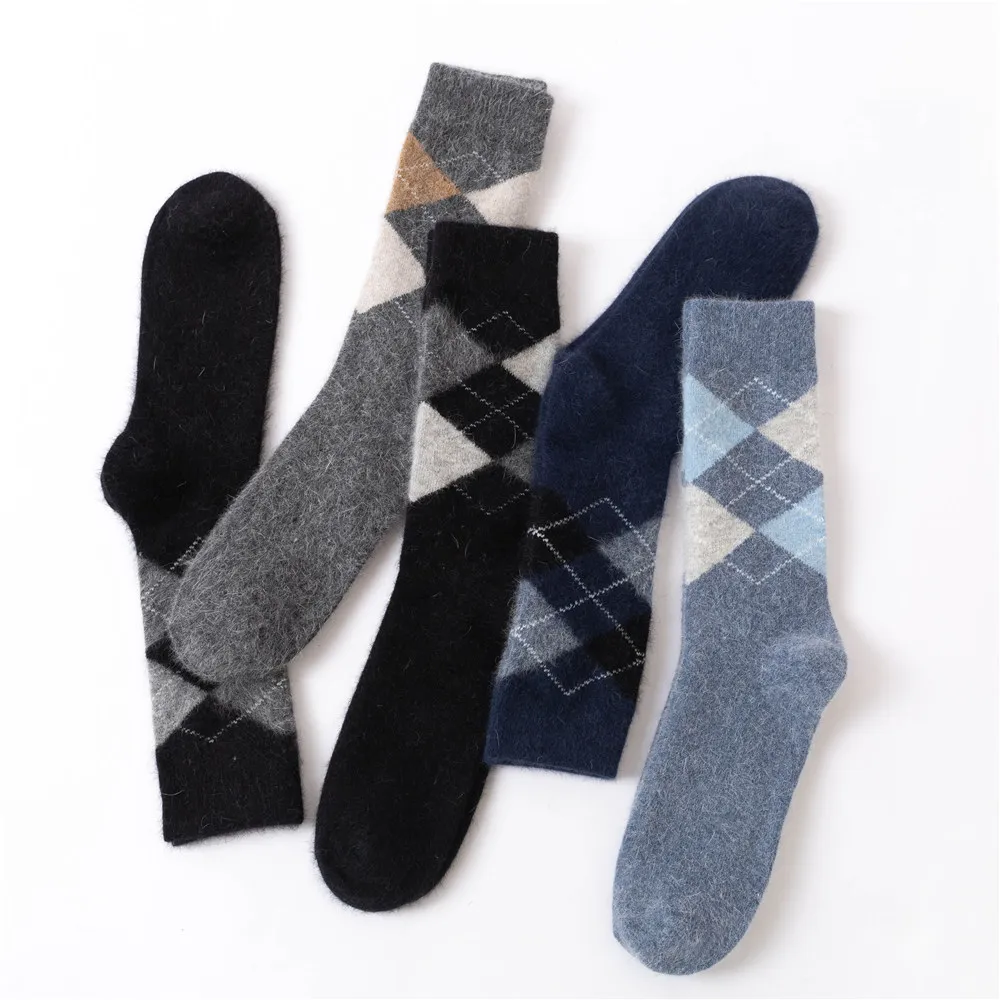 

1 Pairs Men's Socks Wool Rabbit Fur Work Sport Winter Black Warm Thermal Plus Thick Velvet Male Socks Men Elegant High Quality