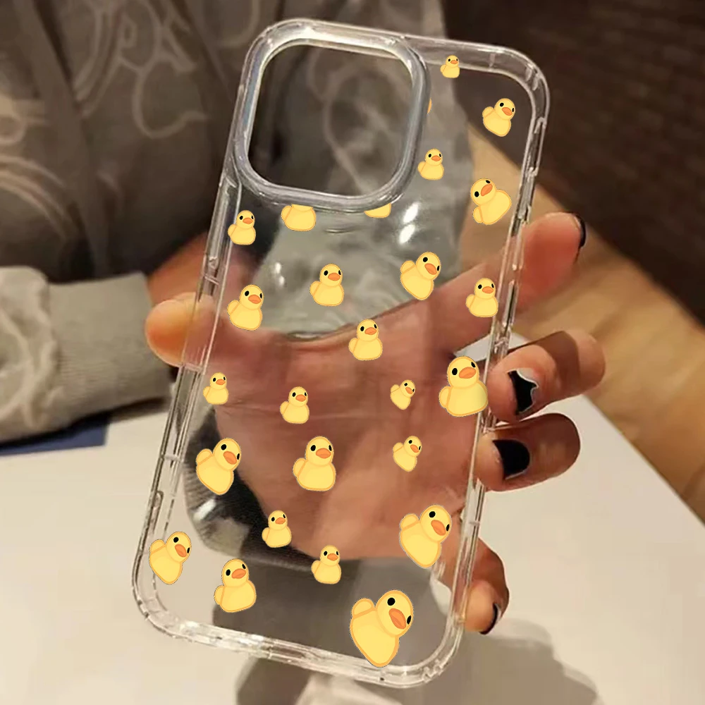 Adorable Yellow Duck Pattern Clear Shockproof Silicone Phone Case