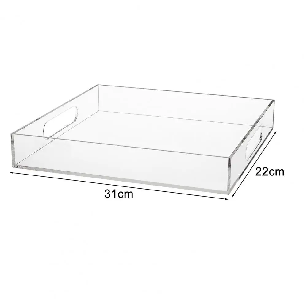 Jewelry Storage Tray with Handle Clear Acrylic Cosmetic Tray Earrings Necklaces Display Tray Collectible Toiletry Jewelry Plate 6