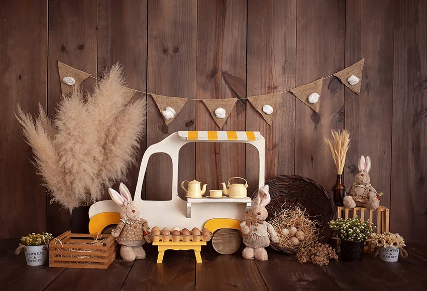 Mehofond Photography Background Spring Easter Bunny Eggs Boho Pampas Kids Birthday Party Portrait Decor Backdrops Photo Studio