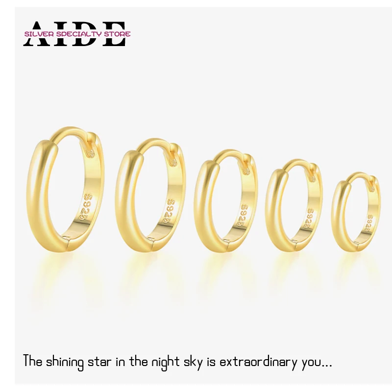 

AIDE 925 Sterling Silver Geometric Minimalist Multi-size Hoop Earrings For Women Pendiente Piercing Huggie Luxury Jewelry Gifts