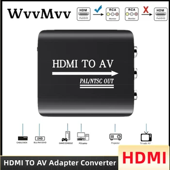 HDMI 호환 RCA 컨버터, HDMI-AV 어댑터, 비디오 스케일러 합성 PAL/NTSC 출력, 애플 TV 프로젝터 DVD 플레이어용, 1080P