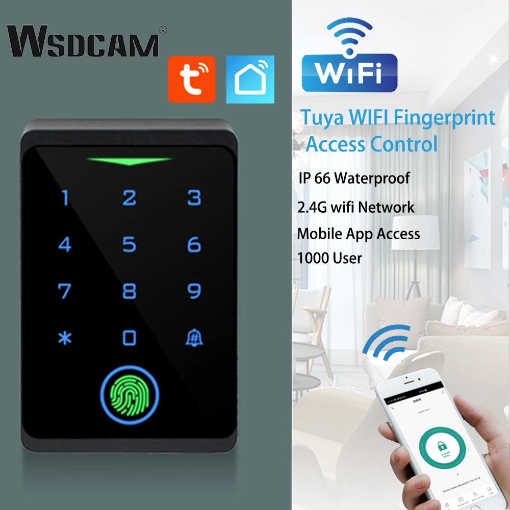 Wsdcam WIFI Door Access Control Tuya Smart RFID Keyboard Controller Waterproof Fingerprint Password Lock APP Remote Unlock access control keypad fingerprint access control keypad fingerprint door opener