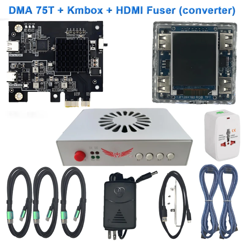 さ*き様 DMAボード CaptainDMA 75T KMBox Net セット Pacote DMA Cartão 75T Dma + Fusor HDMI + Rede Kmbox Conjunto de