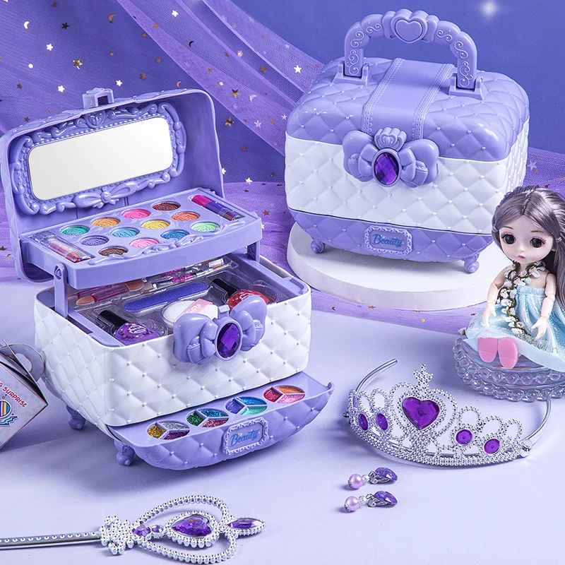 

Children Girl Princess Makeup Cosmetics Game Box Toy Set Lipstick Eyeshadow Safe Non Toxic Toys Birthday Present