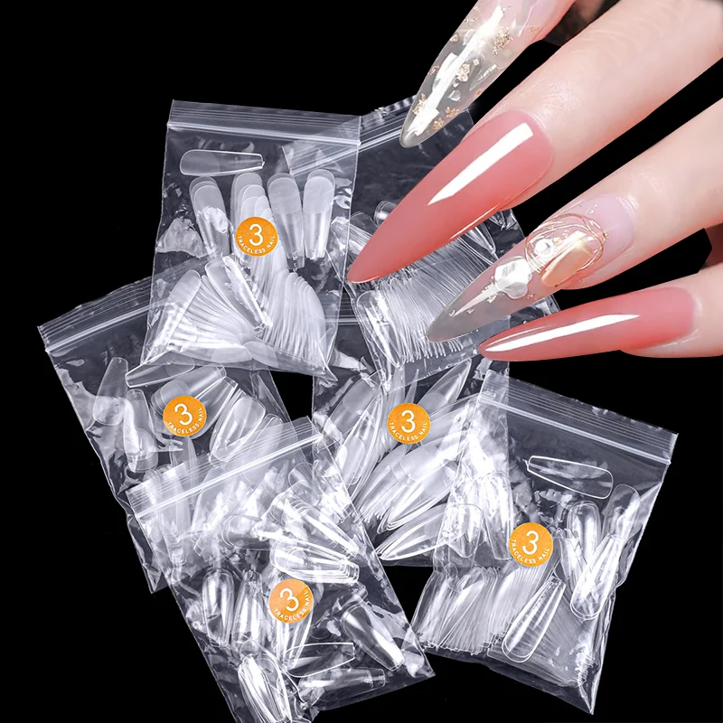 Fake Nails Gel Nails Extension System Full Cover Sculpted Clear Matte Tips Quick Building Manicures Tool 1Bag