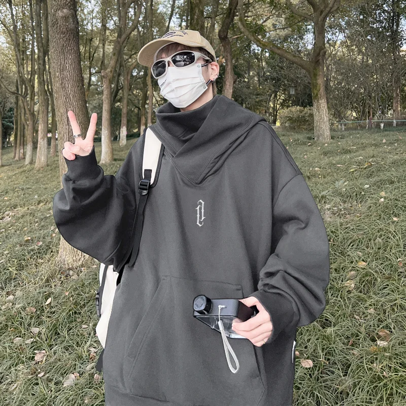 Winter Men's Embroidery Turtleneck Hoodies Japanese Ninja Hoodies