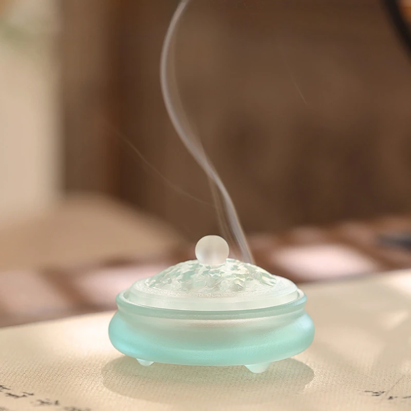 Liuli 3 legged Stove Household Incense Stove Xuande Stove Indoor Tea Ceremony Incense Stove Making Incense Seal Incense Set Gift