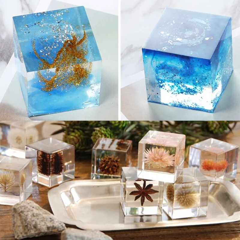 

Square Cube UV Crystal Epoxy Mold Handmade Ornaments Resin Silicone Mould DIY Crafts Home Decorations Casting Tools