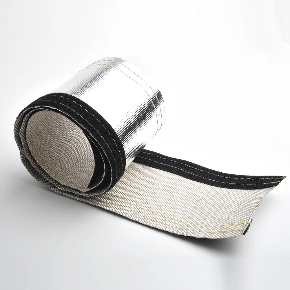Metal Heat Shield Sleeve Insulated Wire Hose Cover Wrap Loom Tube (2FtX4.2") Sound Heat Insulation Cotton Auto Interior Accessory