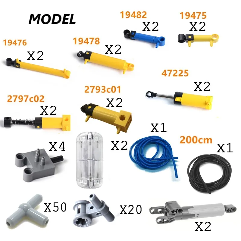 

Technical Parts DIY Pneumatic Kit With Air Pump Push Rod Switch Piston Air Pipe Pneumatic Pump MOC Blocks Bricks 47225 19476