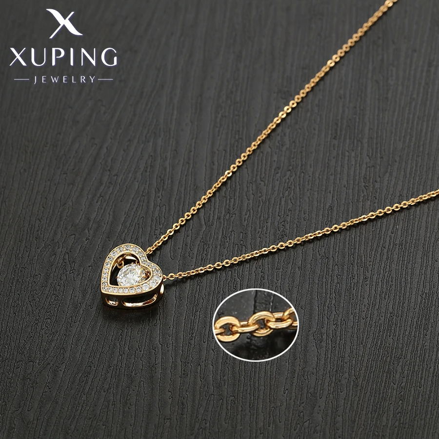 XUPING Bracciale placcato oro a strati con ciondoli a forma di cuore a doppia catena, regolabile, leggero e confortevole, bracciale da donna, regalo gioielli, lega di rame, Senza Gemme