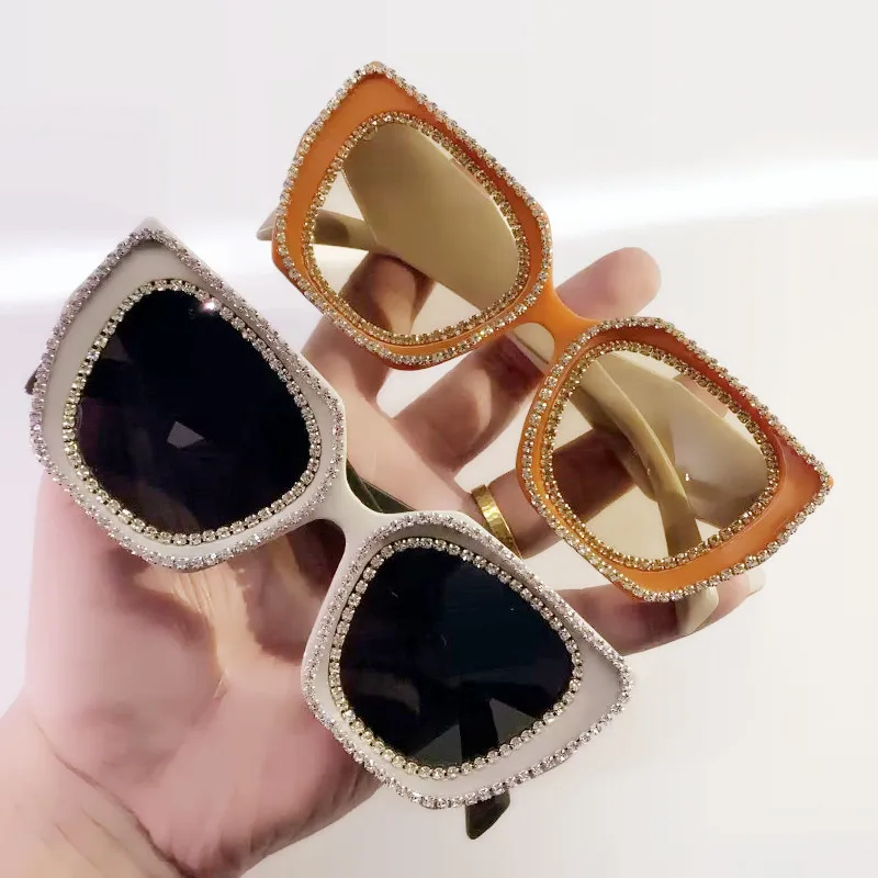 Square Diamonds Sunglasses Women 2023 Fashion  Rhinestone Sun Glasses Men Outdoor Shades Punk Eyewear Female UV400_voghion.com