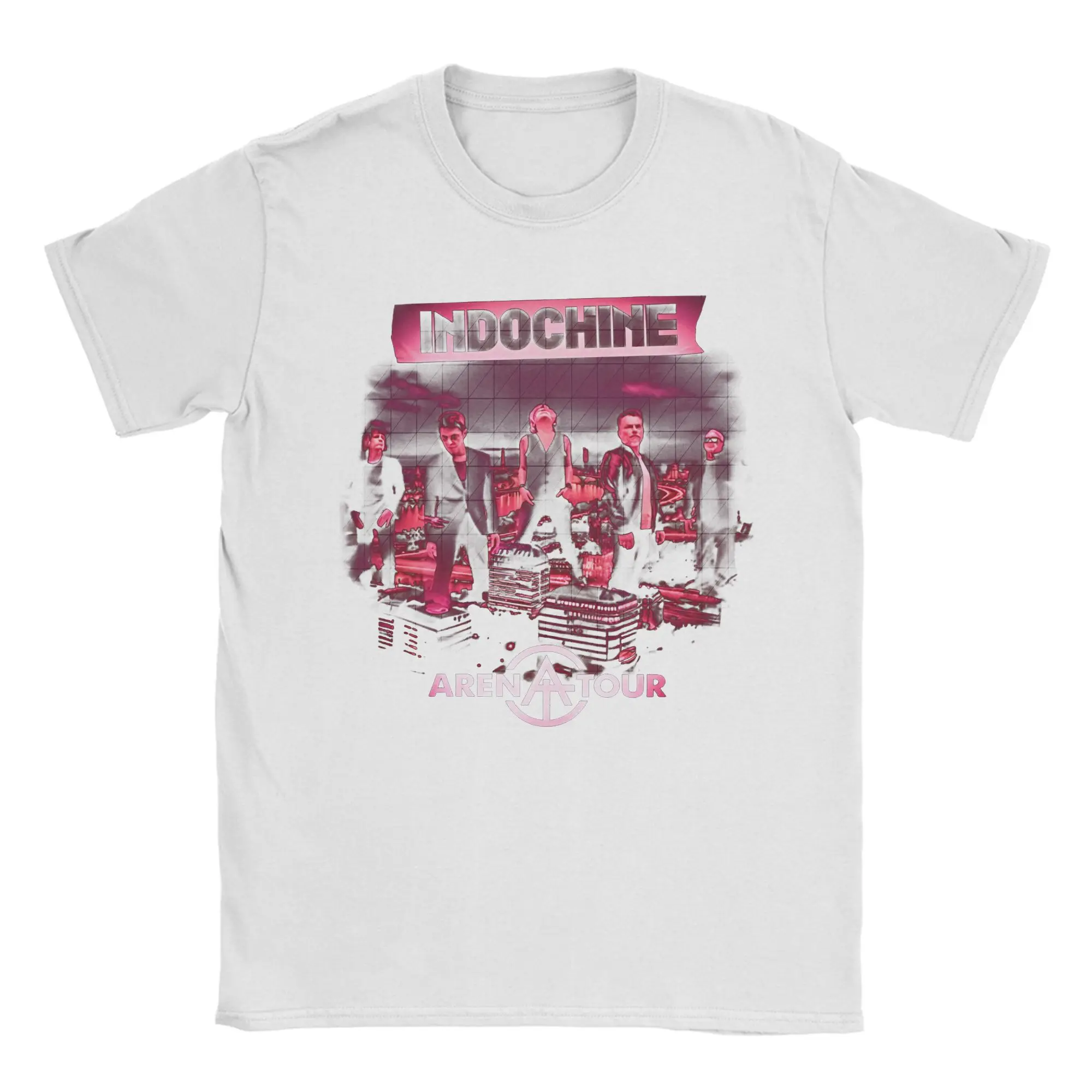 Indochine Arena Tour T Shirt Men Cotton Vintage T-Shirt O Neck Pop Rock Band Tees Short Sleeve Merchandise Summer Men Clothing men t shirts