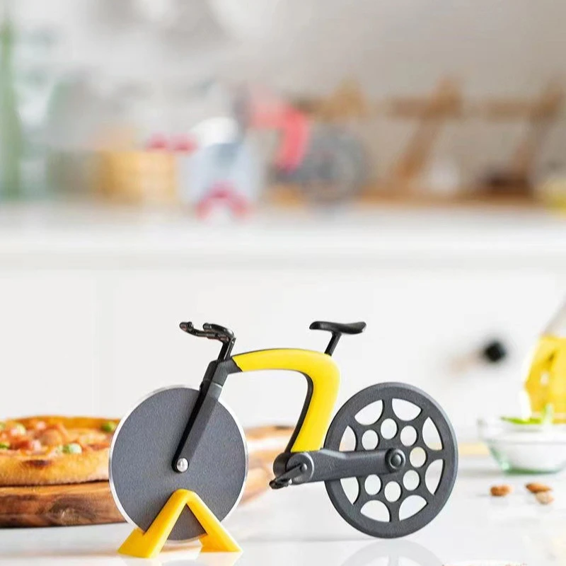 Creative Pizza Cutter Bicycle Shape Pizza Cutter Reusable Slicer Picnic Practical Stainless Steel Kitchen Accessories