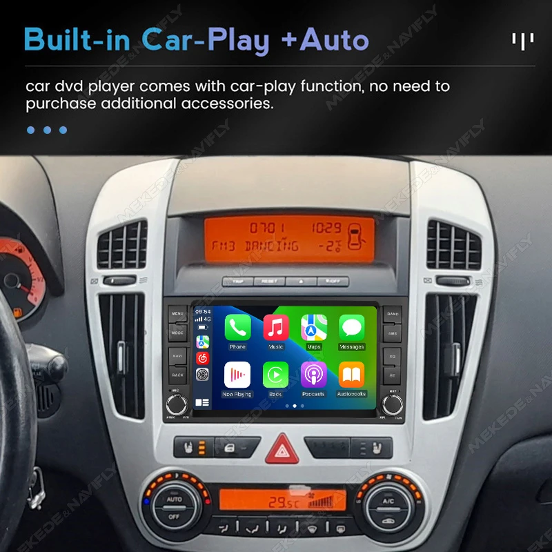 Pantalla Multimedia Inalámbrica de 7 Pulgadas con CarPlay y Android Auto para KIA Ceed 2007-2009, Radio de Coche con Android 15, Sistema Inteligente con GPS 4