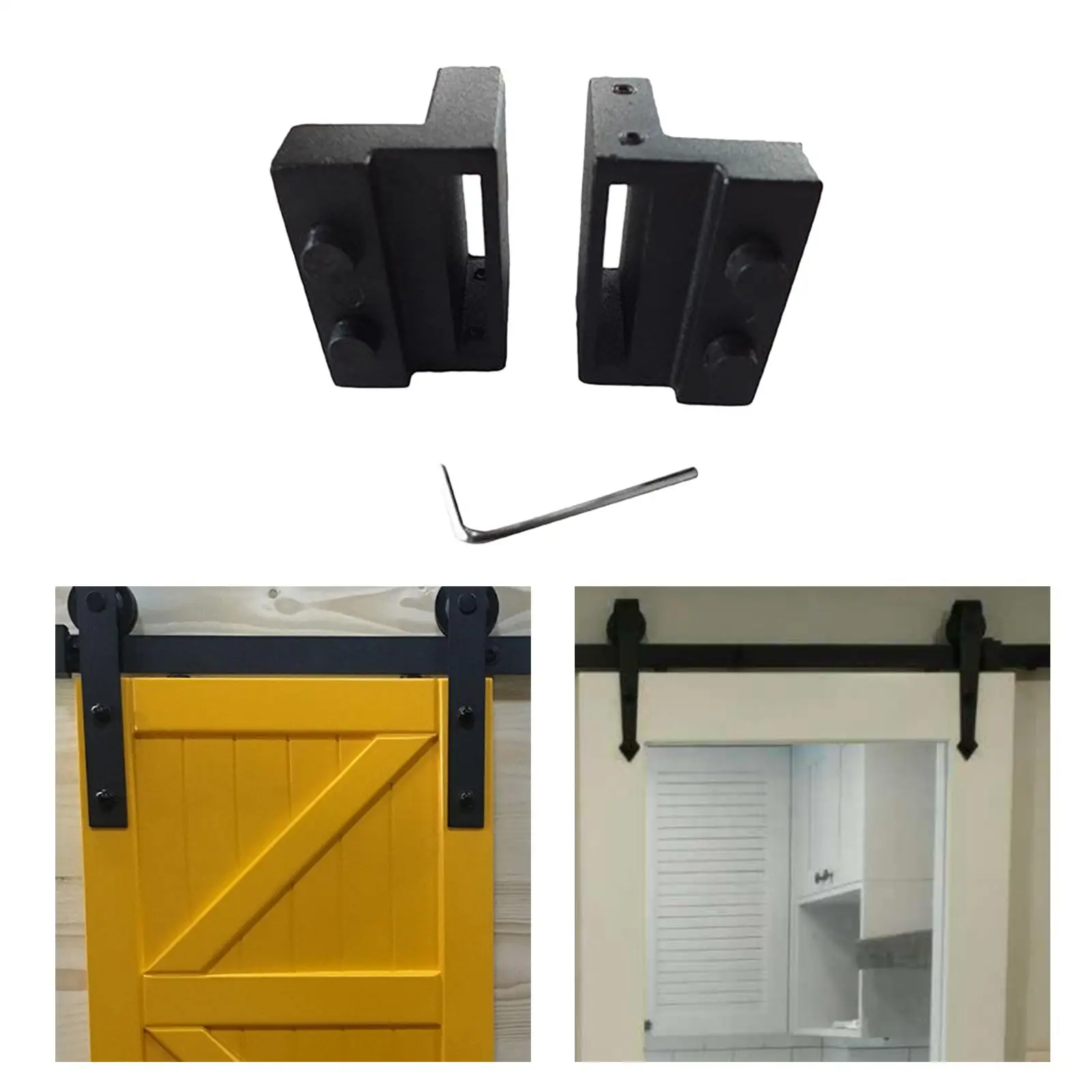 2pcs Black Zinc Alloy Sliding Barn Door Stopper Home Sliding Barn, Rustproof and Durable