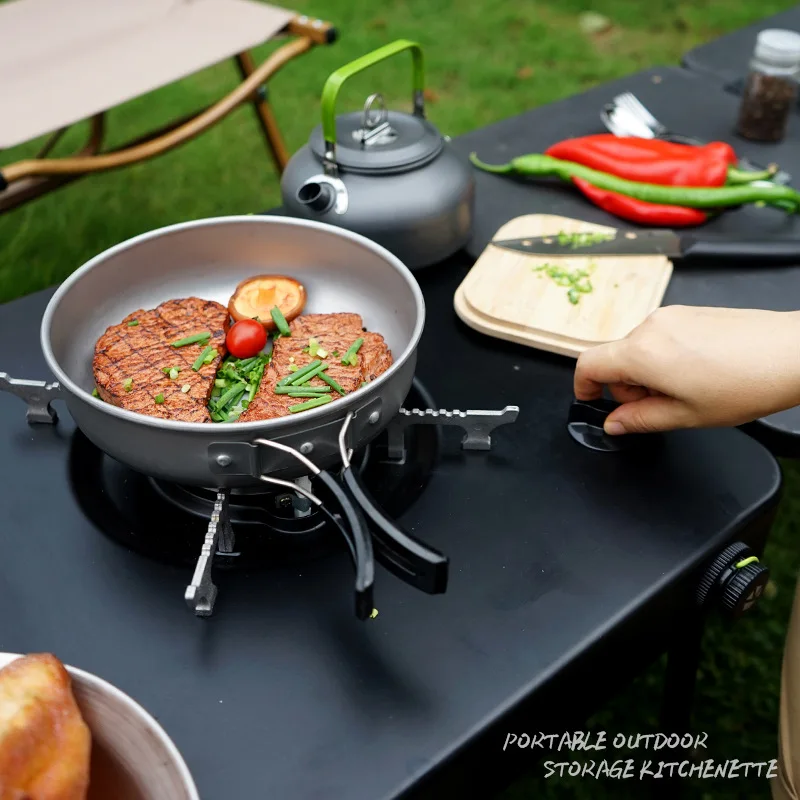 Tryhomy Outdoor Kitchen Portable Folding Kitchen Camping Cooking Dinner  Table With Sink Running Water Camp Table Set Hot