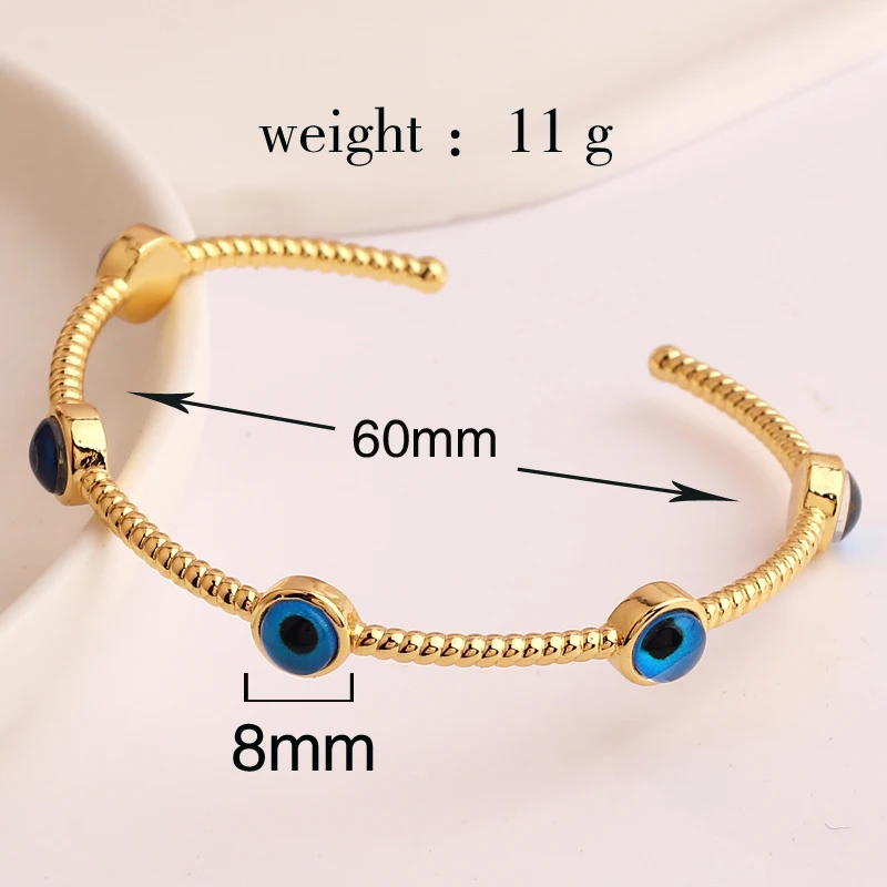 1PC Blue Lucky Evil Eye Bracelet Bangle For Women Vintage Round Turkish Eye Open Adjustable Bracelet Female Jewelry Gift 6