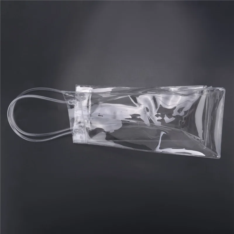 Pack Of 10 Wine Cooler Bag Transparent PVC Bag Portable Wine Bottle Cooler Champagne Ice With Handle
