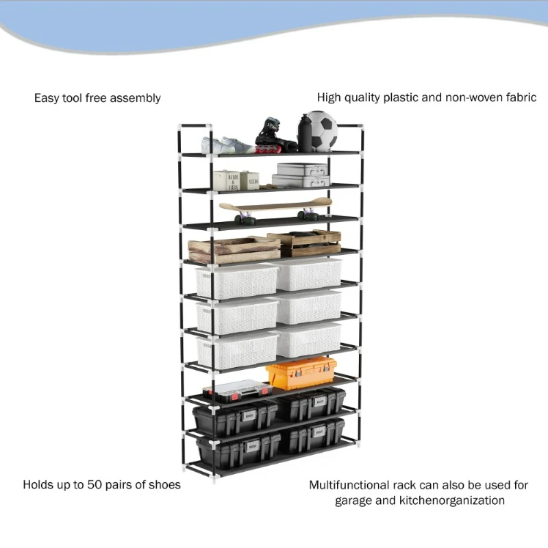 

Metal and Plastic, Black Shoes Shoe Holder Organizer Shoe Cabinets Foldable Shoe Rack