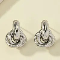 2 Pair Set Gold SIlver Color Knot Hoop Earring Set For Women Shiny Plating Trendy Earring Stud Cute Daily Wear Jewelry Set - Image 6