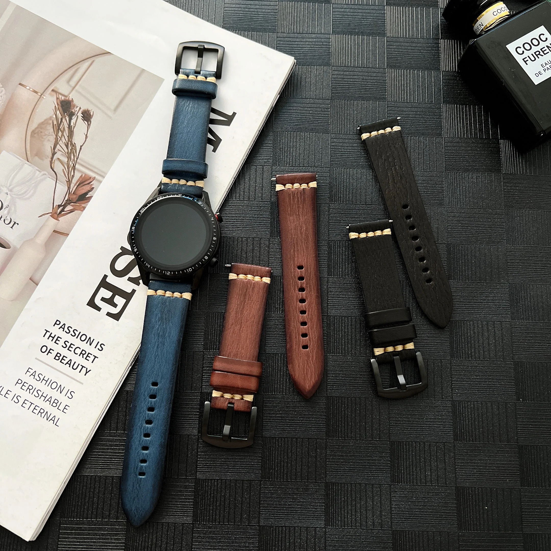 22mm 20mm Leather strap For Samsung Galaxy watch 3/4 Huawei watch 3 pro GT2 Sports Smart Watch Premium Wristband For Amazfit GTR